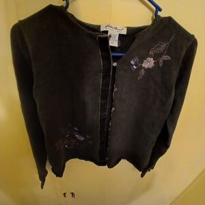 Eddie Bauer Women's Charcoal Floral Embroidered Blazer